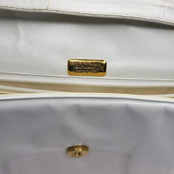 Vtg MCM Bally Womens Envelope Crossbody Bag White & Black Leather Made In Italy - Picture 4 of 11